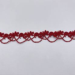 Dark Red Polyester Lace Trims, Flower Tassel Ribbon for Sewing and Art Craft Projects, Dark Red, 3/4 inch(20mm)