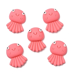 Salmon Opaque Resin Decoden Cabochons, Octopus, Salmon, 21x15x7mm