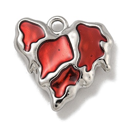 Красный Подвески из эмали и сплава, без кадмия, без никеля и без свинца, шарма сердца, платина, красные, 16.5x16.5x4 мм, отверстие : 1.6 мм
