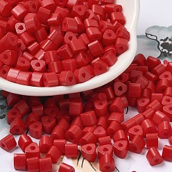 Red Baking Painted Glass Bead, Ceylon, Triangle Hole, Trangle, Red, 5x5x4mm, Hole: 1.3mm, 3150pcs/pound