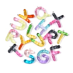 Letter Смола подвеска, с обнаружением железного кольца, Письмо ~ Z, разнообразные, 28.5~41x26~40x7 мм, отверстие : 2 мм