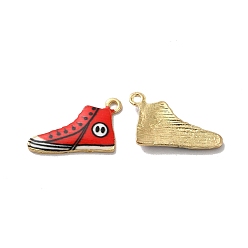 Red Alloy Enamel Pendants, Golden, Shoes Charm, Red, 12.5x20x2mm, Hole: 1.4mm