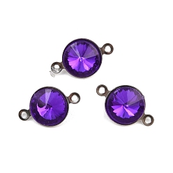 Фиолетовый Подвески-коннекторы со стеклянным конусом, с 304 установками из нержавеющей стали, цвет нержавеющей стали, фиолетовые, 8.5x14.5x5 мм, отверстие : 1 мм