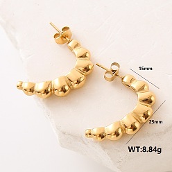 Золотой Серьги-гвоздики из нержавеющей стали в форме буквы С, золотые, 25x15 мм