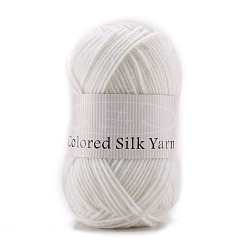 White 4-Ply Milk Cotton Polyester Yarn for Tufting Gun Rugs, Amigurumi Yarn, Crochet Yarn, for Sweater Hat Socks Baby Blankets, White, 2mm, about 92.96 Yards(85m)/Skein