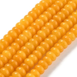 Orange Natural White Jade Beads Strands, Dyed, Rondelle, Orange, 8x5mm, Hole: 1mm, about 74pcs/strand, 15.15 inch(38.5cm)