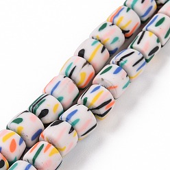 Linen Handmade Polyester Clay Beads Strand, Column, Linen, 6~7x6~6.5mm, Hole: 1.6~2mm, about 61~62pcs/strand, 15.75''(40cm)