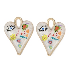 Разноцветный Подвески из эмали и сплава, долговечный, стойки покрытие, реальный 18 k позолоченный, сердце, злые глаза, красочный, 34.5x25.5x5 мм, отверстие : 9x3.5 мм