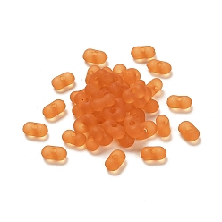 Orange Transparent Acrylic Beads, Frosted, Peanut, Orange, 6x4x3mm, Hole: 1mm, about 10230pcs/500g