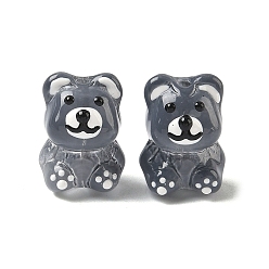 Серый Стеклянные эмалевые бусины ручной работы, медведь, окрашенная и подогревом, серые, 18.5x13.5x14 мм, отверстие : 1.5 мм