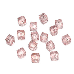 Misty Rose Transparent Acrylic Beads, Faceted Cube, Misty Rose, 8x8x8mm, Hole: 1.5mm, 50pcs/bag