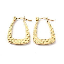 Golden Ion Plating(IP) 304 Stainless Steel Trapezoid Hoop Earrings for Women, Golden, 23x17x3mm, Pin: 0.8mm