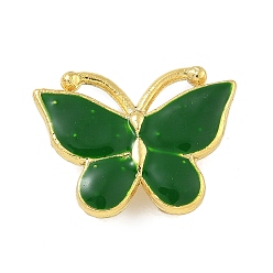 Зеленый Стойка покрытие латунь эмаль бабочка соединительные подвески, реальный 18 k позолоченный, долговечный, без кадмия и без свинца, зелёные, 14x18x5 мм, отверстие : 1.4 мм