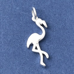 Серебро Латунные подвески, прелести фламинго, без кадмия и без свинца, стойки покрытие, долговечный, серебряные, 15x7x1.5 мм, отверстие : 2.7 мм