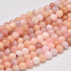 Pink Opal Round Natural Pink Opal Bead Strands, 8mm, Hole: 1mm, about 47pcs/strand, 15.5 inch