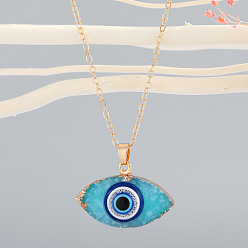 Light blue Colorful Evil Eye Necklace with Minimalist Resin Pendant