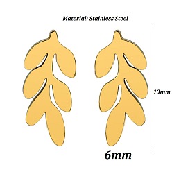 golden Stainless Steel Fashion Leaf Earrings - Versatile, Stylish, Ear Bone Studs.