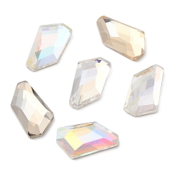 Mixed Color K5 Glass Rhinestone Cabochons, Flat Back & Back Plated, Faceted, Irregular Rhombus, Mixed Color, 22.5x13x5.5mm