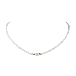 Белый Стеклянные бусы с жемчужными ожерельями, белые, 18.07 дюйм (45.9 см)