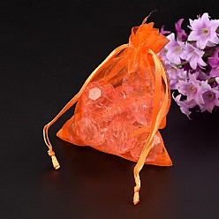 Orange Organza Gift Bags with Drawstring, Jewelry Pouches, Wedding Party Christmas Favor Gift Bags, Orange, Size: about 8cm wide, 10cm long