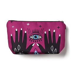 Medium Violet Red Evil Eye Theme Polyester Cosmetic Pouches, with Iron Zipper, Waterproof Clutch Bag, Toilet Bag for Women, Rectangle, Medium Violet Red, 13x22x2.2cm