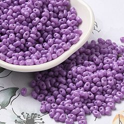 Lilac Baking Paint Glass Seed Beads, Peanut, Lilac, 3.5~4x2~2.5x2~2.3mm, Hole: 0.8mm