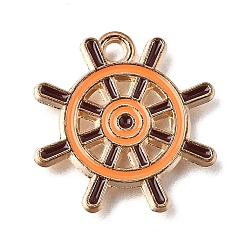 Anchor & Helm Сплав с эмалевыми подвесками, морских прелести, золотой свет, песчаный коричневый, якорь и штурвал, 18x18x1.5 мм, отверстие : 1.6 мм