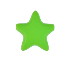 Spring Green Star Silicone Beads, Chewing Beads For Teethers, DIY Nursing Necklaces Making, Spring Green, 35x35mm