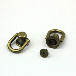 Antique Bronze Alloy D Ring Head Screwback Button, with Screw, Button Studs Rivets for Phone Case DIY, DIY Art Leather Craft, Antique Bronze, 2.2x1.2cm, Inner Diameter: 1cm
