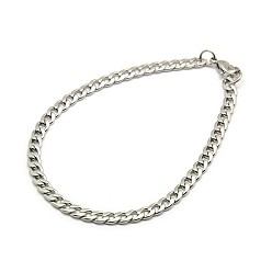 Stainless Steel Color 304 Stainless Steel Curb Chain/Twisted Chain Bracelet Making, with Lobster Claw Clasps, Stainless Steel Color, 8-1/4 inch(210mm), 5mm