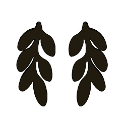 black Stainless Steel Fashion Leaf Earrings - Versatile, Stylish, Ear Bone Studs.