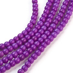 Purple Synthetic Turquoise Beads Strands, Dyed, Round, Purple, 4mm, Hole: 1mm, about 110pcs/strand, 15.6 inch
