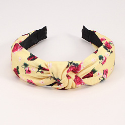 Style 5 Romantic Floral Love Heart Rose Pattern Wide Fabric Headband with Knot for Valentine's Day