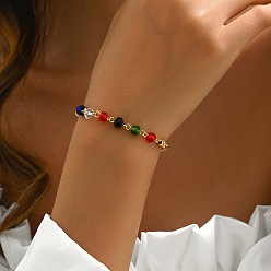 Разноцветный Винтажные браслеты из латуни и пластика в этническом стиле для повседневной носки у женщин, золотые, красочный, 7-1/8 дюйм (18 см)