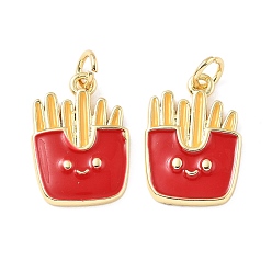 Food Латунные подвески, с эмалью, без свинца и без кадмия, стойки покрытие, долговечный, реальный 18 k позолоченный, питание, 18x12.5x1.8 мм, отверстие : 3 мм