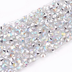 Clear AB Glitter Resin Hotfix Rhinestone(Hot Melt Adhesive On The Back), Rhinestone Trimming, Costume Accessories, Clear AB, 3cm, about 0.9144m/yard