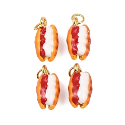 Oval Подвески латуни cmолы, хлебные чары, стойки покрытие, долговечный, без кадмия и без свинца, реальный 18 k позолоченный, овальные, 17.5x9x8.5 мм, Перейти кольцо: 5x1 мм, внутренний диаметр: 3 мм