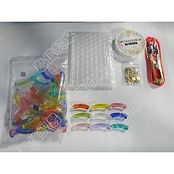 Mixed Color DIY Chunky Tube Beaded Stretch Bracelet Making Kits, Including Scissors, Acrylic Beads, Mixed Color, Tube Beads: 90Pcs/bag