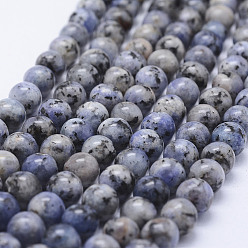 Light Steel Blue Natural Larvikite Beads Strands, Dyed, Round, Light Steel Blue, 8~8.5mm, Hole: 1mm, about 47~49pcs/strand, 14.5 inch~14.9 inch(37~38cm)