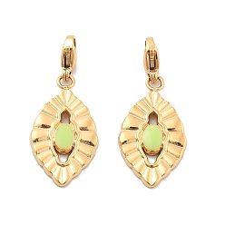 Желто-Зеленый Глаз 304 подвесные украшения из эмали из нержавеющей стали, украшения с застежкой в виде клешни лобстера, ионное покрытие (ip), реальный 14 k позолоченный, желто-зеленый, 34 мм