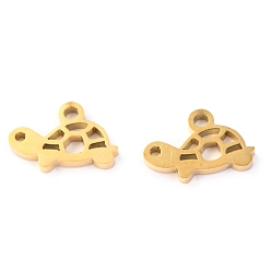 Golden 304 Stainless Steel Charms, Laser Cut, Tortoise, Golden, 12x7.5x1.5mm, Hole: 1.5mm