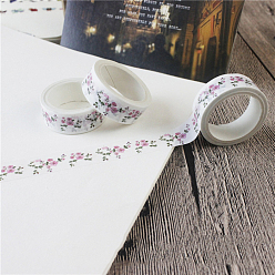 Flower Adhesive Paper Decorative Tape, for Scrapbook, Gifts, Diary, Album, Stationery and Journals Supplies, Sakura Pattern, 15mm, about 5.47 Yards(5m)/Roll