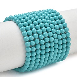 Synthetic Turquoise Synthetic Taiwan Turquoise Round Beads Strands, 4mm, Hole: 0.8mm, about 90pcs/strand, 14.96''(38cm)