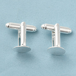 Silver Brass Cuff Button, Cufflink Findings for Apparel Accessories, Silver Color Plated, 16x10mm