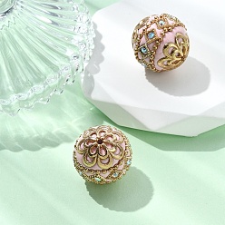 Светло-Коралловый Индонезийские бусины ручной работы, с металлическая фурнитурой, круглые, без покрытия, свет коралловый, 19.5x19 мм, отверстие : 1 мм