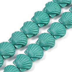Средний Морско-зеленый Нити резных бусин синтетического коралла, формы раковины, средний морской зеленый, 13~13.5x16x7.5 мм, отверстие : 1 мм, около 25 шт / нитка, 13.39'' (34 см)