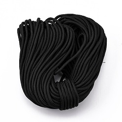 Schwarz Geflochtene Nylonschnüre, Runde, Schwarz, 6.5 mm, etwa 32.81 Yards (30 m)/Bündel