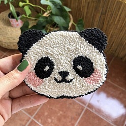Panda Kits pour débutants en broderie sous-verre, y compris le tissu et le fil à broder, aiguille coup de poing, feuille d'instruction, panda, 120~160mm