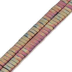 (966) Внутренний цвет Кристалл / Лиловато-лиловый на подкладке Гальванические нити матовых немагнитных синтетических гематитовых бусин, прямоугольные, 2-луночное, с покрытием цвета радуги, 5x2x2 мм, отверстие : 0.8 мм, около 193 шт / нитка, 8.27 дюйм (21 см)