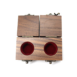 Red Wood Couple Ring Storage Box with Latch Clasps, Wedding Ring Gift Case, Rectangle, Red, 10x5cm